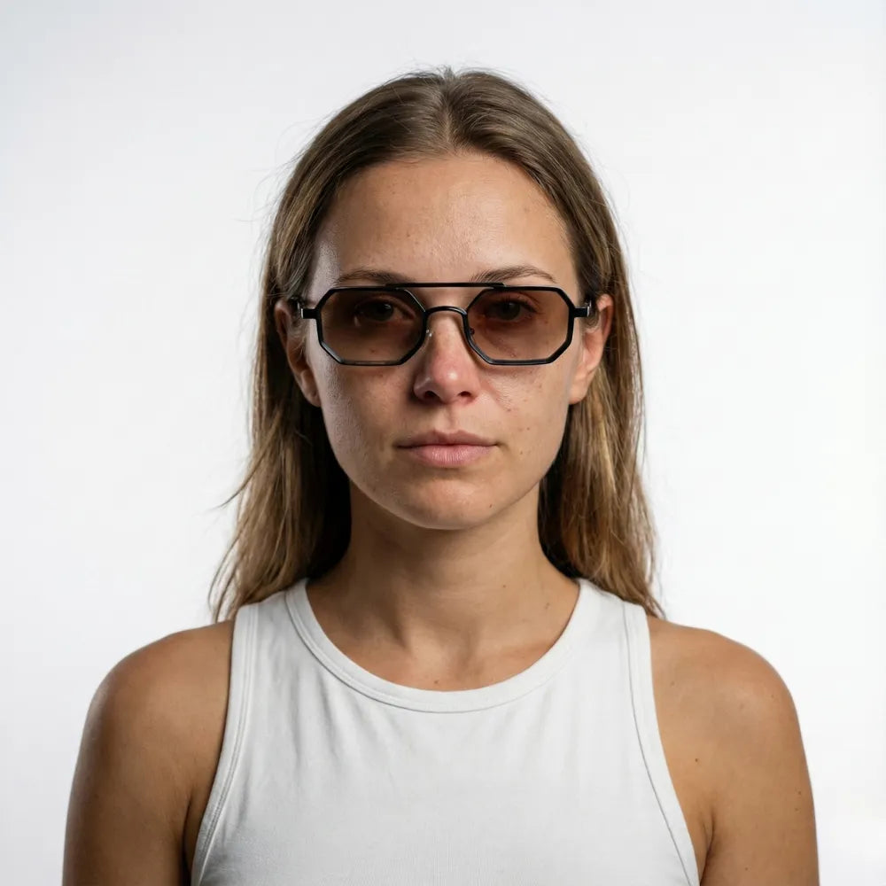 Hexagonal aviator sunglasses by HARO Eyewear — Sorrento Grand Tour editorial