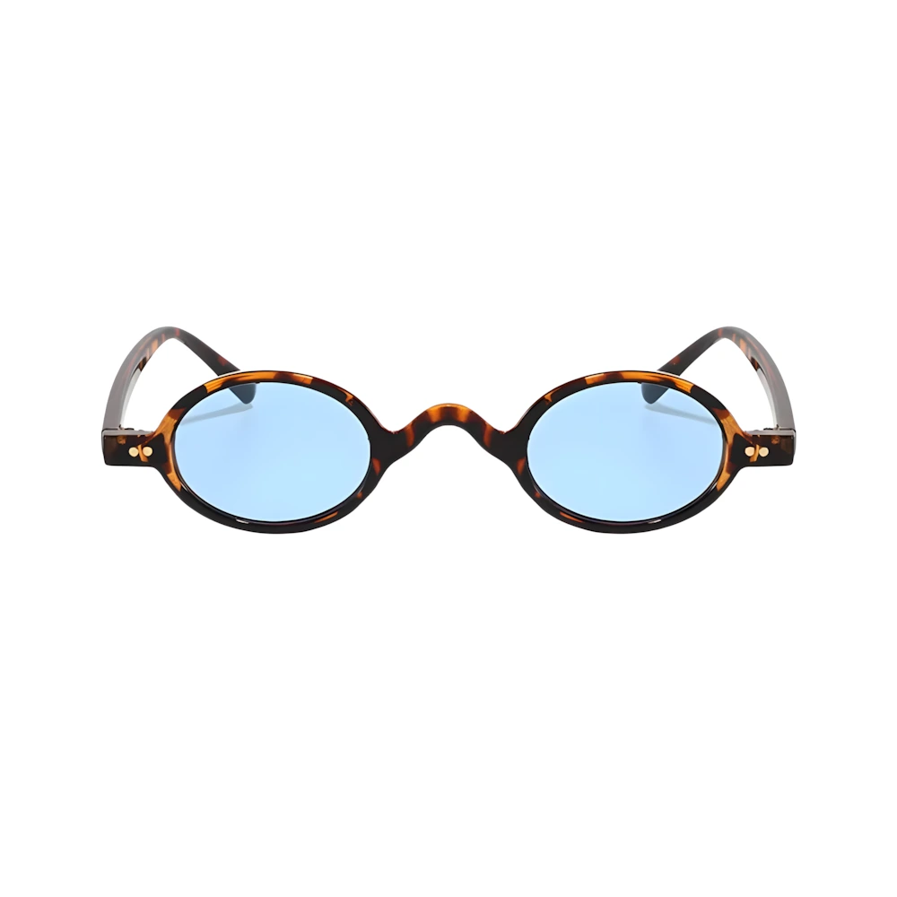 Rectangular acetate sunglasses with tortoise frame and blue polarized lenses, front view — HARO Beaulieu Kérylos