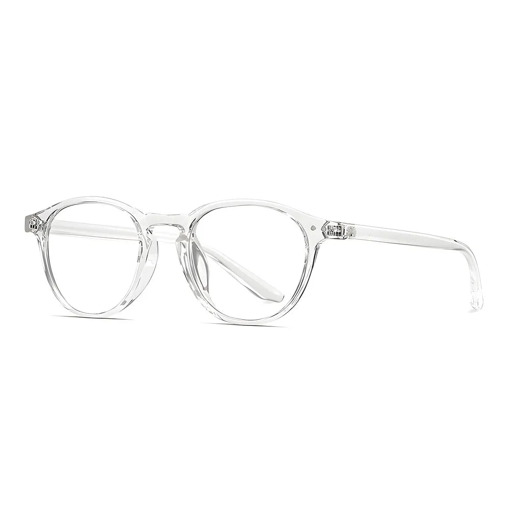 Rectangular blue-light glasses with crystal frame, side angle — HARO Chamonix Mont Blanc