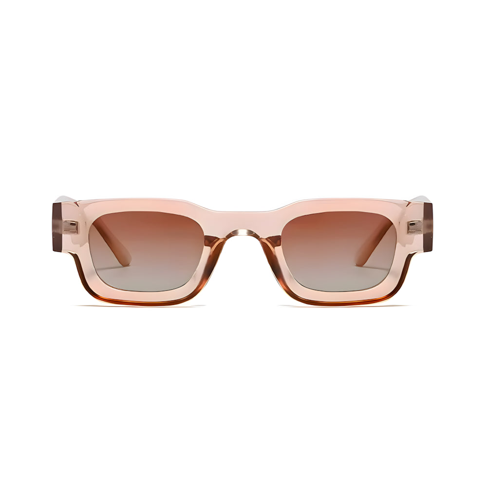 Rectangular acetate sunglasses with champagne frame and gradient lenses, front view — HARO Côte d'Azur Menton