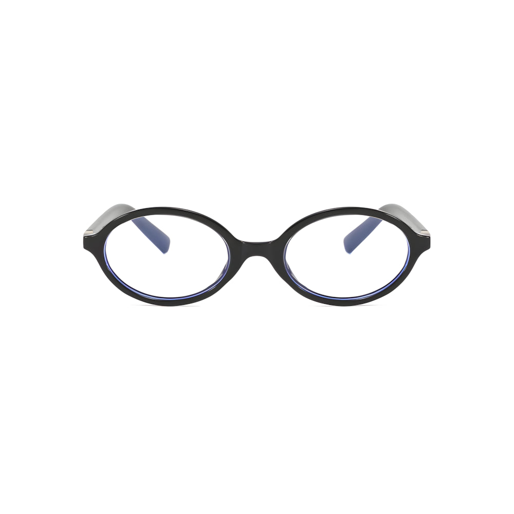 Blue-light glasses with white/black acetate frame, front view — HARO Davos 1924