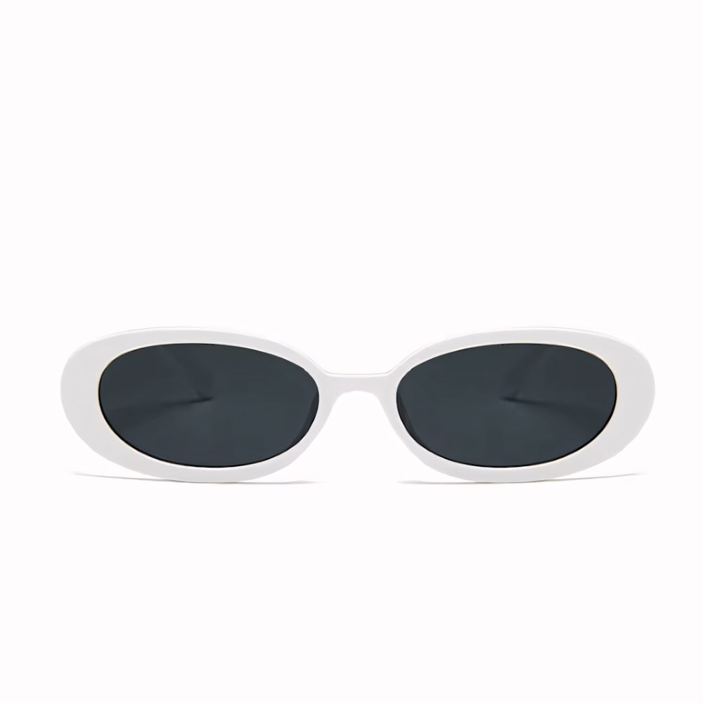 Oval cat-eye acetate sunglasses with champagne frame and brown polarized lenses, front view — HARO Forte dei Marmi