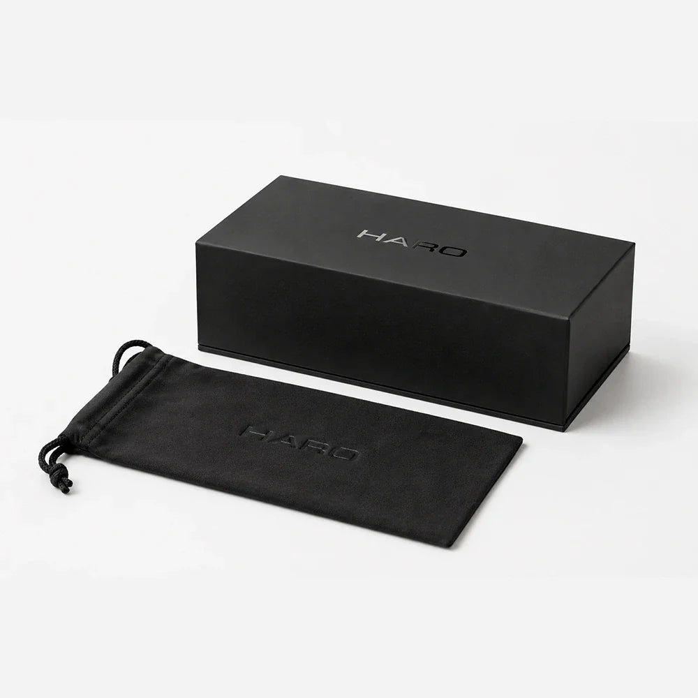 Antibes 1923 small round acetate sunglasses — HARO Eyewear packaging (case and bag)