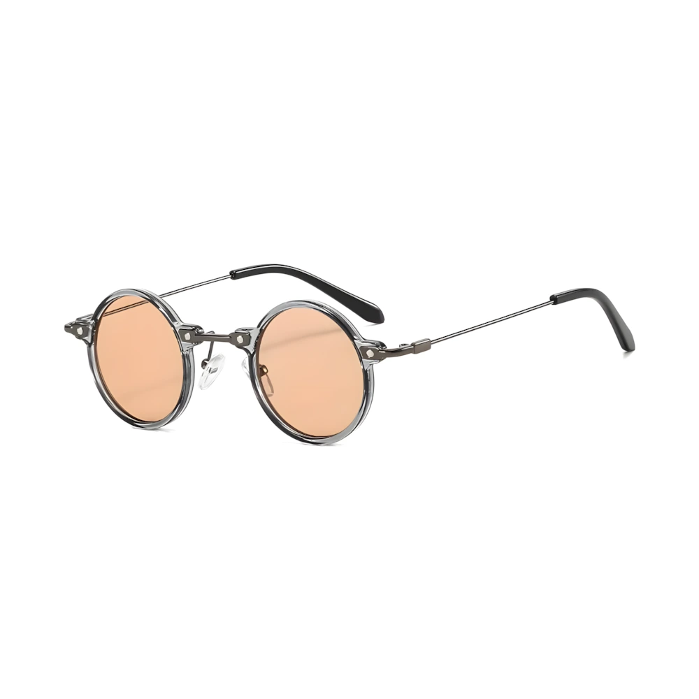 Petite round acetate sunglasses with crystal frame and orange lenses, side angle — HARO Sanremo 1947